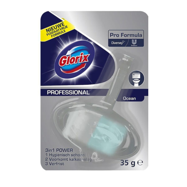 Toiletblok Glorix ocean fresh met houder | 12 stuks
